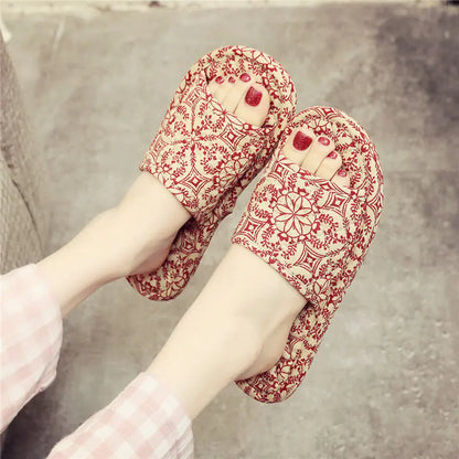 Japanese Style Linen Cloth Slippers