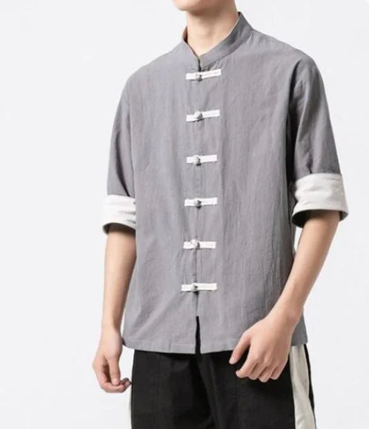 Chinese Style Linen Short Sleeve Shirt