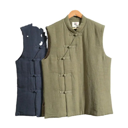 Ethnic Style Men's Thick Cotton Linen Waistcoat