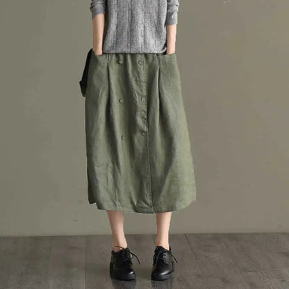 Stylish Cotton-Linen Blend Skirt