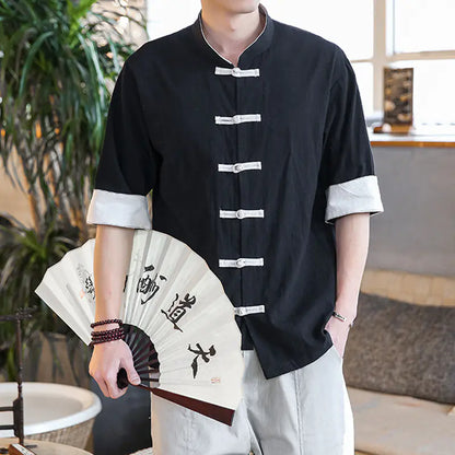 Chinese Style Linen Short Sleeve Shirt
