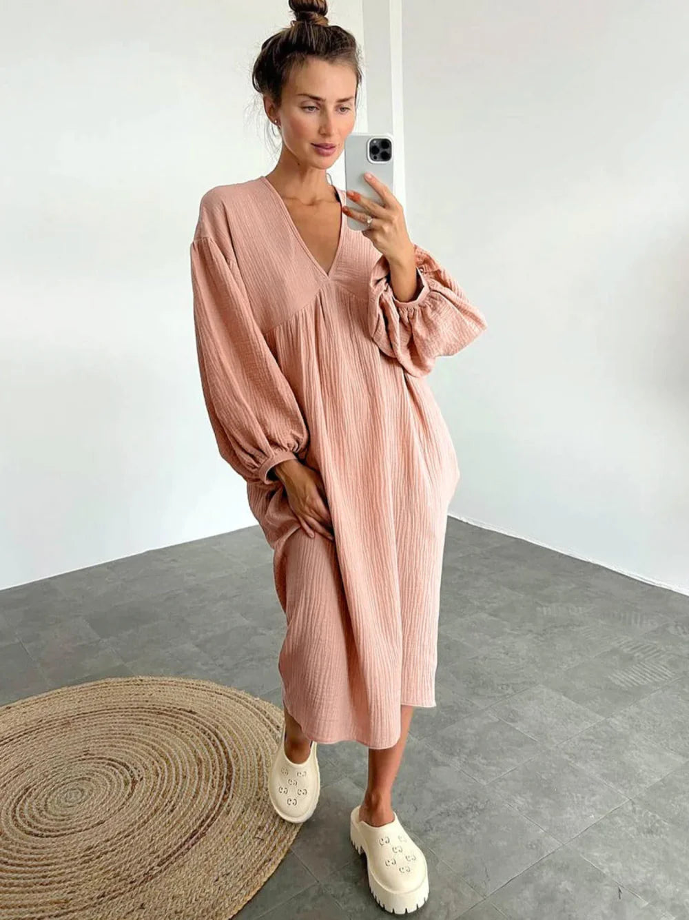 Pure Cotton Linen Loose Home Nightgown