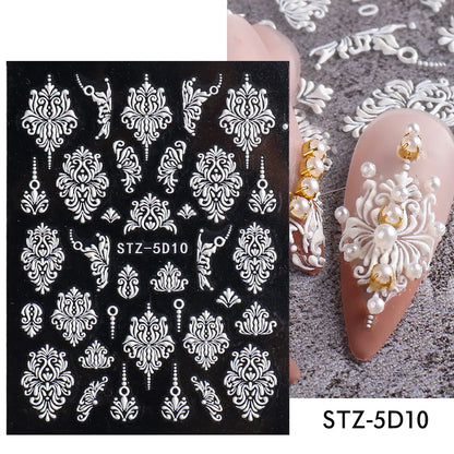 5D Stereo Carved Rose Nail Stickers