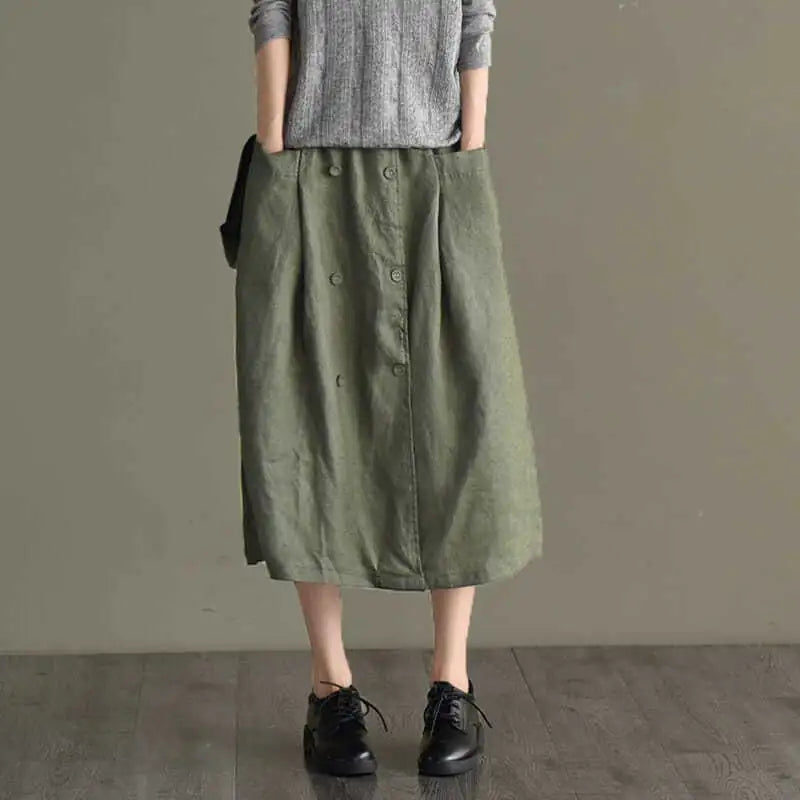 Stylish Cotton-Linen Blend Skirt
