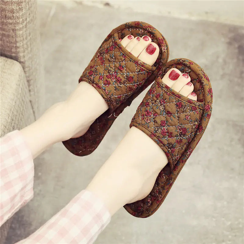Japanese Style Linen Cloth Slippers