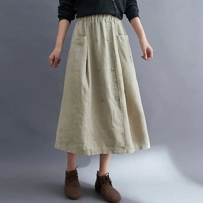 Stylish Cotton-Linen Blend Skirt