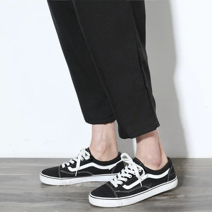 Linen Casual Cropped Wide-Leg Pants