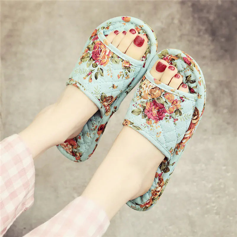 Japanese Style Linen Cloth Slippers
