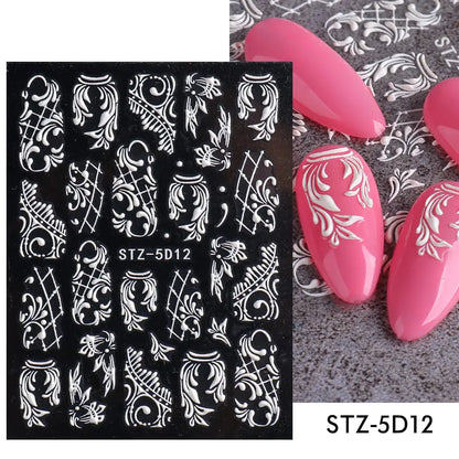 5D Stereo Carved Rose Nail Stickers