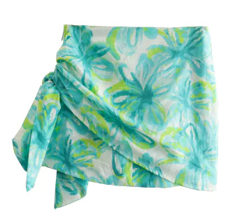 Women's Tropical Print Linen Wrap Mini Skirt
