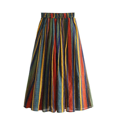 Breezy Artistic Cotton-Linen Skirt