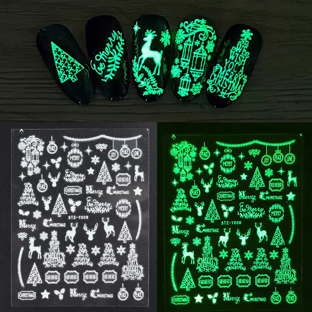 Luminous 3D Christmas Snowflake Nail Art Stickers
