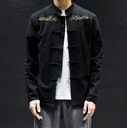 Oversized Linen Shirt with Embroidery