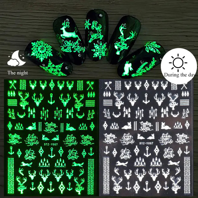 Luminous 3D Christmas Snowflake Nail Art Stickers
