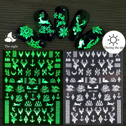 Luminous 3D Christmas Snowflake Nail Art Stickers