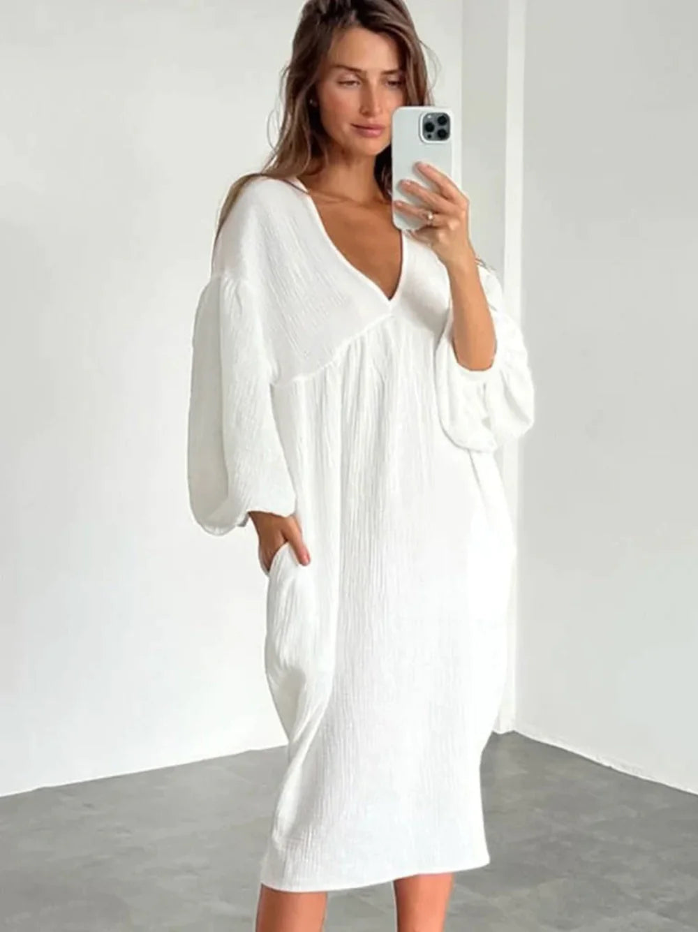 Pure Cotton Linen Loose Home Nightgown