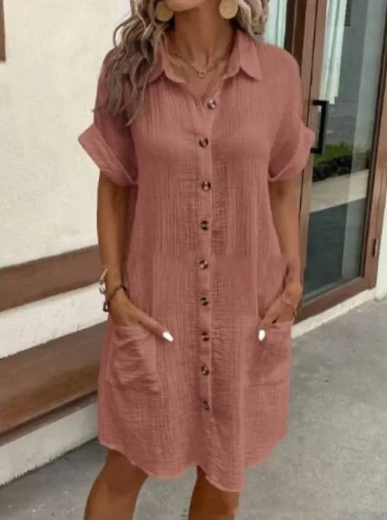 Summer V-neck Linen Dress